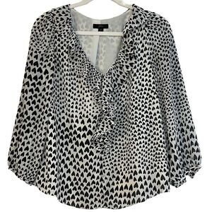 J. Crew Women’s Heart Ruffled V-neck Blouse XS